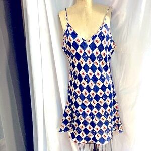 Vintage 90s Weet Melody honey bear checkered French nightie slip dress size L
